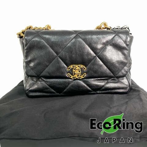 △ Chanel 香奈兒 19 Bag Black Lambskin Ruthenium-Finish Metal Gold And Silver Tone Metal Chain Flap Bag No.29 黑色小羊皮鍍釕金銀色金屬鏈條肩揹袋No.29 AS1161 - 257017659