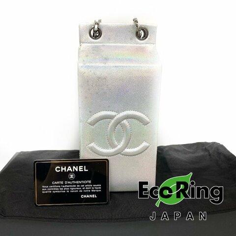 △ Chanel 香奈兒 Milk Box Silver Calfskin Gray Tone Metal Chain Shoulder Bag No.19 A94304 銀色小牛皮灰色金屬鏈條肩背袋 No.19 A94304 -257017877
