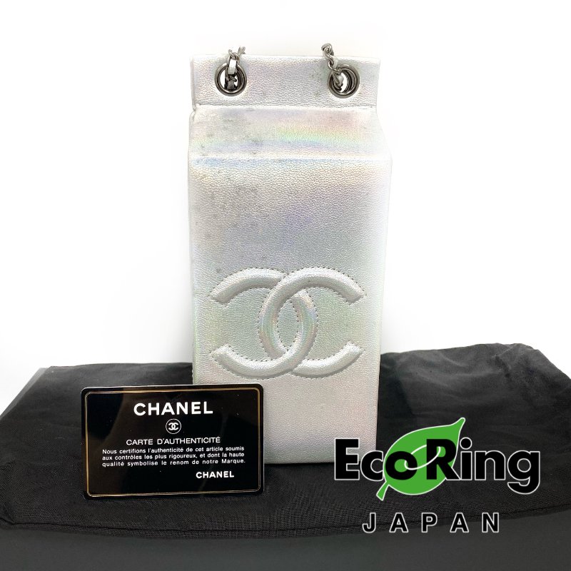 △ Chanel 香奈兒 Milk Box Silver Calfskin Gray Tone Metal Chain Shoulder Bag No.19 A94304 銀色小牛皮灰色金屬鏈條肩背袋 No.19 A94304 -257017877-0