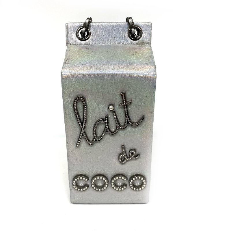 △ Chanel 香奈兒 Milk Box Silver Calfskin Gray Tone Metal Chain Shoulder Bag No.19 A94304 銀色小牛皮灰色金屬鏈條肩背袋 No.19 A94304 -257017877-2