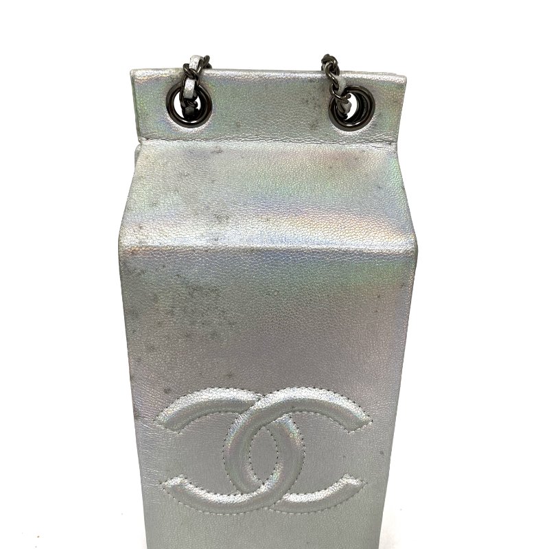 △ Chanel 香奈兒 Milk Box Silver Calfskin Gray Tone Metal Chain Shoulder Bag No.19 A94304 銀色小牛皮灰色金屬鏈條肩背袋 No.19 A94304 -257017877-3