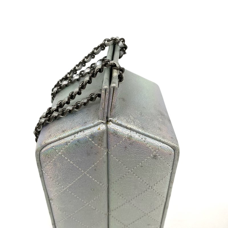 △ Chanel 香奈兒 Milk Box Silver Calfskin Gray Tone Metal Chain Shoulder Bag No.19 A94304 銀色小牛皮灰色金屬鏈條肩背袋 No.19 A94304 -257017877-7