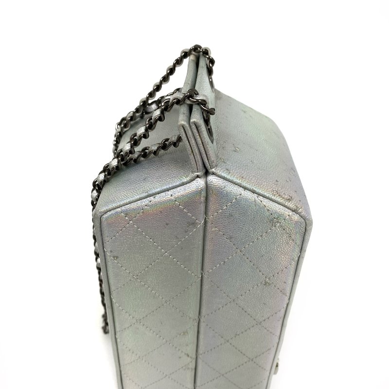 △ Chanel 香奈兒 Milk Box Silver Calfskin Gray Tone Metal Chain Shoulder Bag No.19 A94304 銀色小牛皮灰色金屬鏈條肩背袋 No.19 A94304 -257017877-8