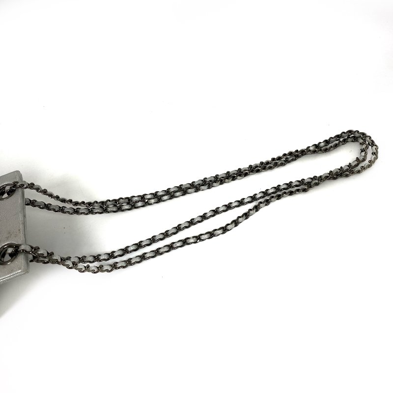 △ Chanel 香奈兒 Milk Box Silver Calfskin Gray Tone Metal Chain Shoulder Bag No.19 A94304 銀色小牛皮灰色金屬鏈條肩背袋 No.19 A94304 -257017877-15