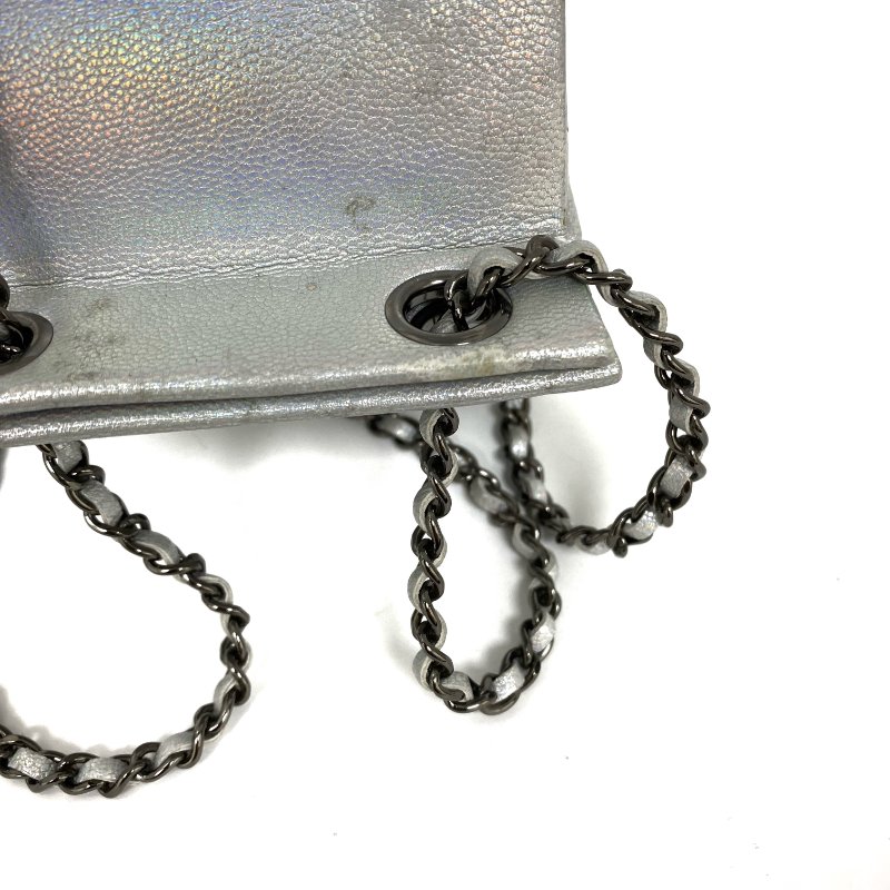 △ Chanel 香奈兒 Milk Box Silver Calfskin Gray Tone Metal Chain Shoulder Bag No.19 A94304 銀色小牛皮灰色金屬鏈條肩背袋 No.19 A94304 -257017877-16