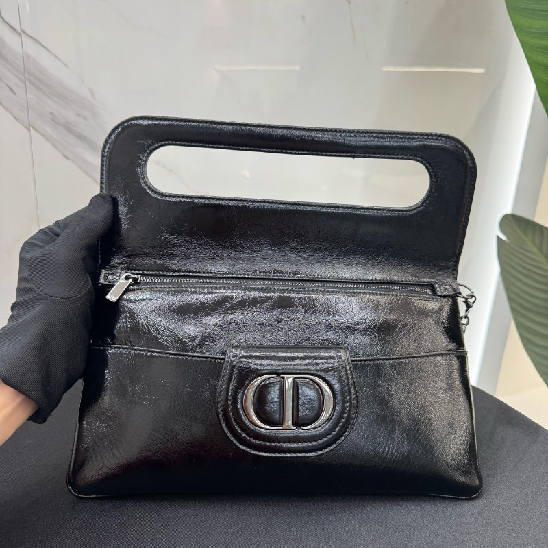 Dior 迪奧 Double 黑色牛皮手拿鏈條包 斜背包肩背包-6