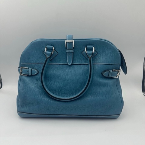Hermes Atlas 35 波士頓包 手提包 牛仔藍