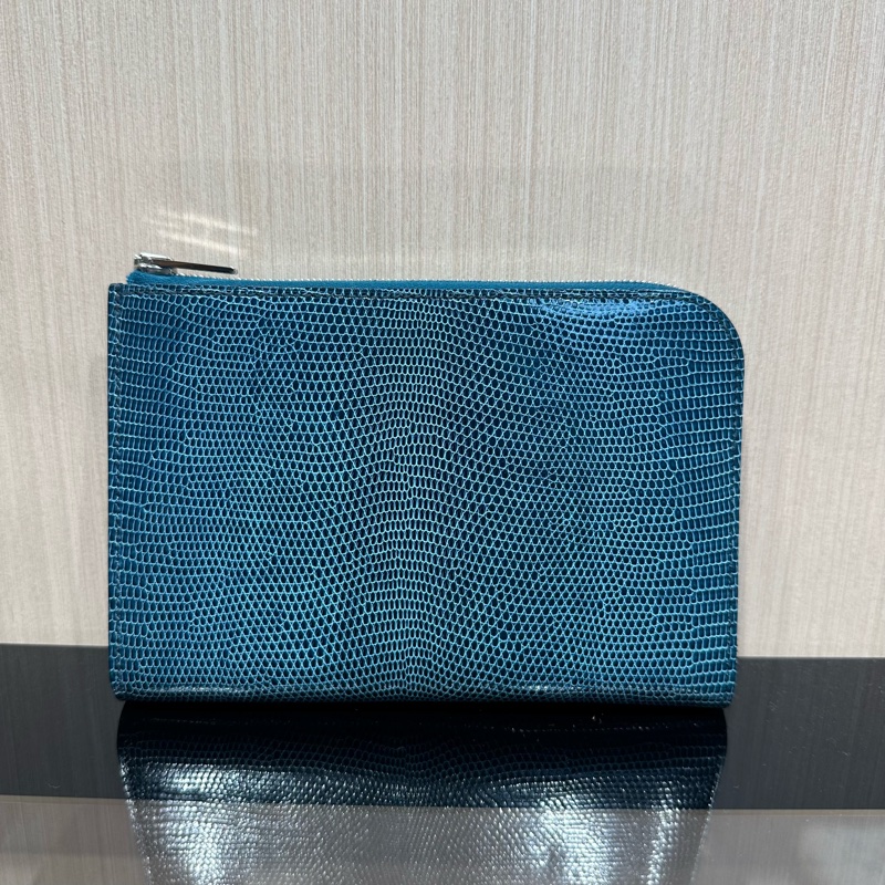 Hermes愛馬仕二合一錢包 蜥蜴皮 寶石色-0