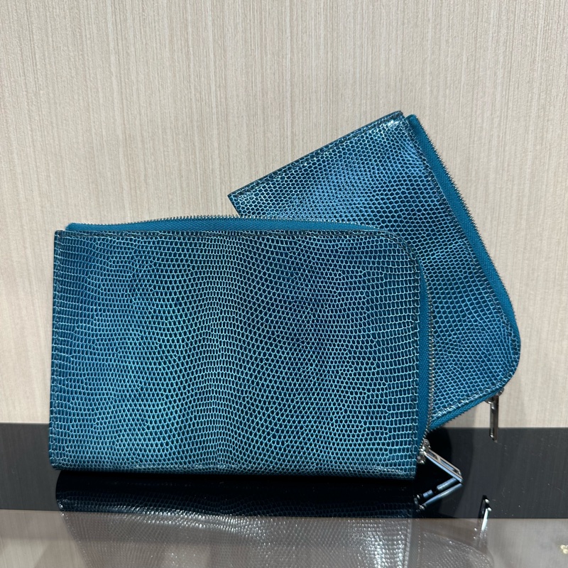 Hermes愛馬仕二合一錢包 蜥蜴皮 寶石色-1