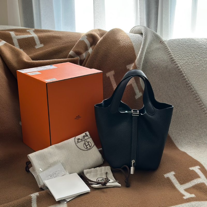 HERMES Picotin 18 - 水兵藍銀 W-6