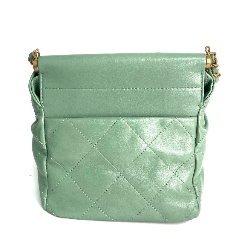 △ Chanel 香奈兒 Light Green Lambskin Gold Tone Metal Bucket Bag AS3793 淺綠色小羊皮金色金屬鎖鏈水桶袋 - 257020911-2