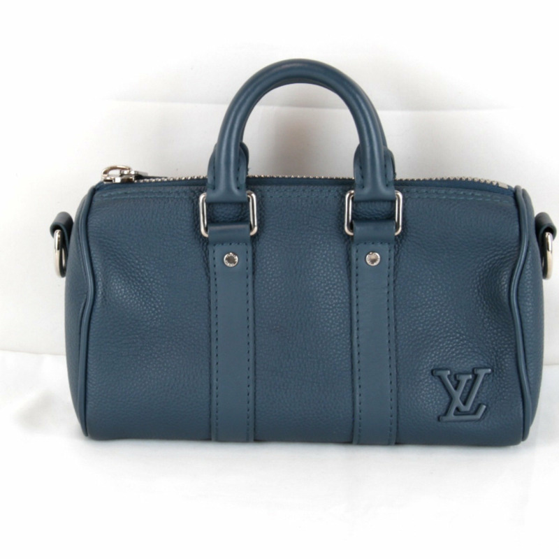 LOUIS VUITTON Aerogram Keepall XS 單肩包（附 IC 晶片）M81003 皮革手提包 藍色 女士-0