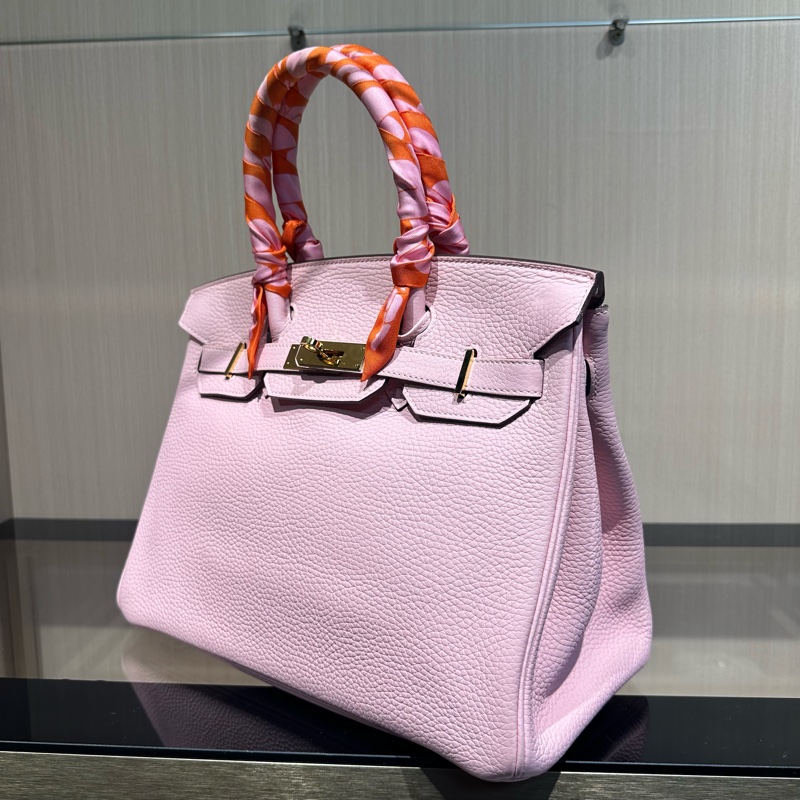 HERMES爱马仕 Birkin 30银扣 铂金包手提包 女款 樱花粉-2