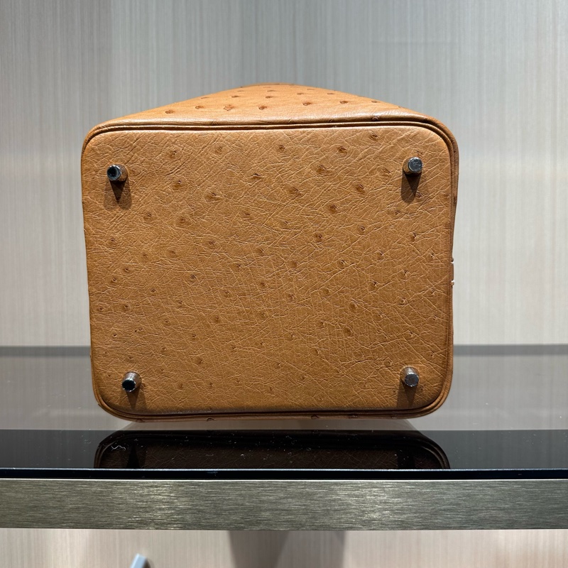 HERMES Picotin Lock系列 20 金扣 鸵鸟皮菜篮子水桶包手提包-4