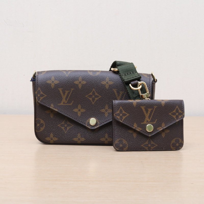 LOUIS VUITTON FelicieStrapGo新三合一寬肩帶老花PVC晶片肩背包-1