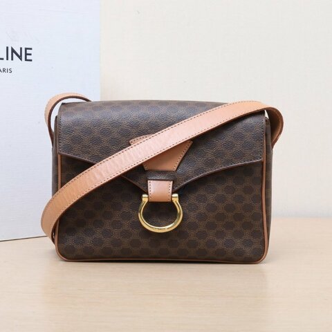 CELINE 中古郵差包老花PVC凱旋門馬鞍包肩背包