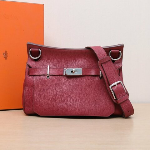 HERMES K5托斯卡紫TC皮框O銀扣愛馬仕吉普賽31肩背包