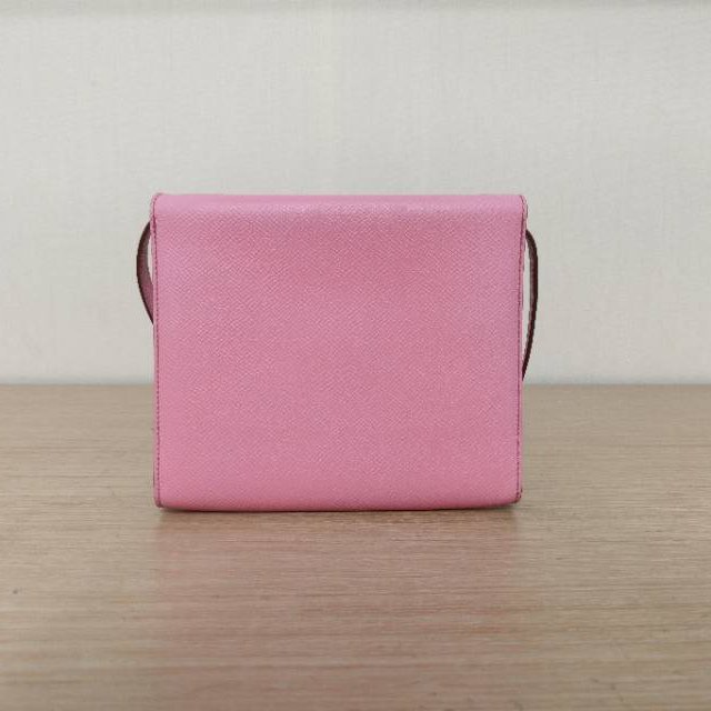 HERMES Clic16斜挎包5P櫻花粉Epsom皮U刻銀扣肩背包-2