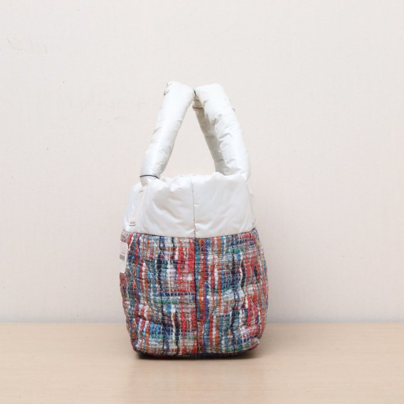 CHANEL 拼色尼龍19開銀扣羽絨服包拼接手提托特包肩背包-2