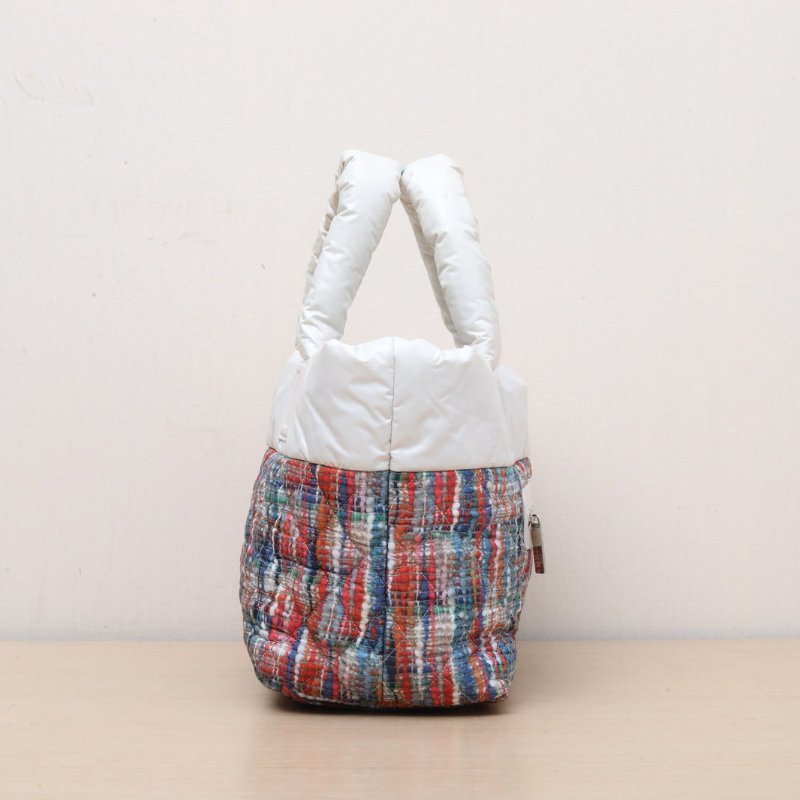 CHANEL 拼色尼龍19開銀扣羽絨服包拼接手提托特包肩背包-3