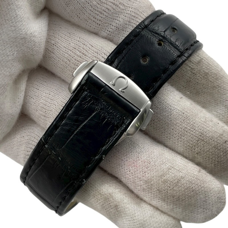 歐米茄碟飛X2計時碼錶 423.13.37.50.01.001 不鏽鋼皮革男士自動同軸腕錶黑色-6