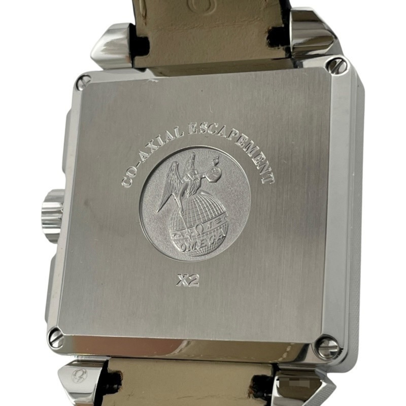 歐米茄碟飛X2計時碼錶 423.13.37.50.01.001 不鏽鋼皮革男士自動同軸腕錶黑色-7