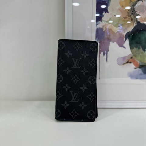 LV Louis Vuitton 路易威登黑色老花Brazza錢夾卡 晶片款