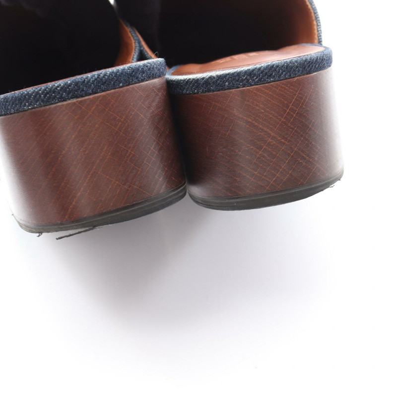 HERMES Carlotta Kelly 扣木屐涼鞋 穆勒牛仔皮革海軍藍二手女款 #38-11