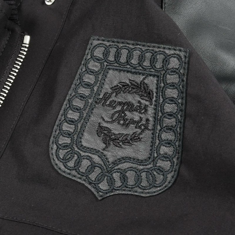HERMES Pret Blouson 夾克 26-7113 皮革棉質黑色二手女款 34 碼-9