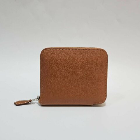 Hermes 金棕Evercolor皮銀釦6卡ㄇ拉絲巾短夾H087115CKAA