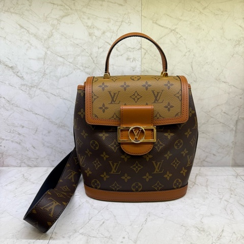 LV 達芙妮後背包+咖色老花寬背帶