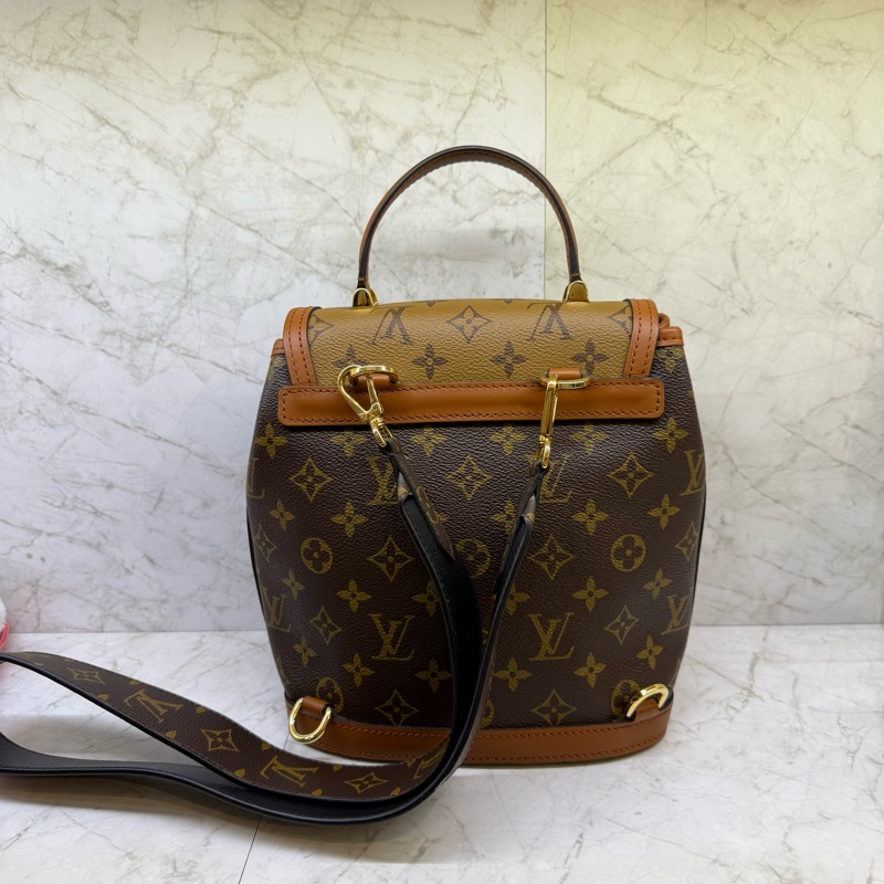 LV 達芙妮後背包+咖色老花寬背帶-1
