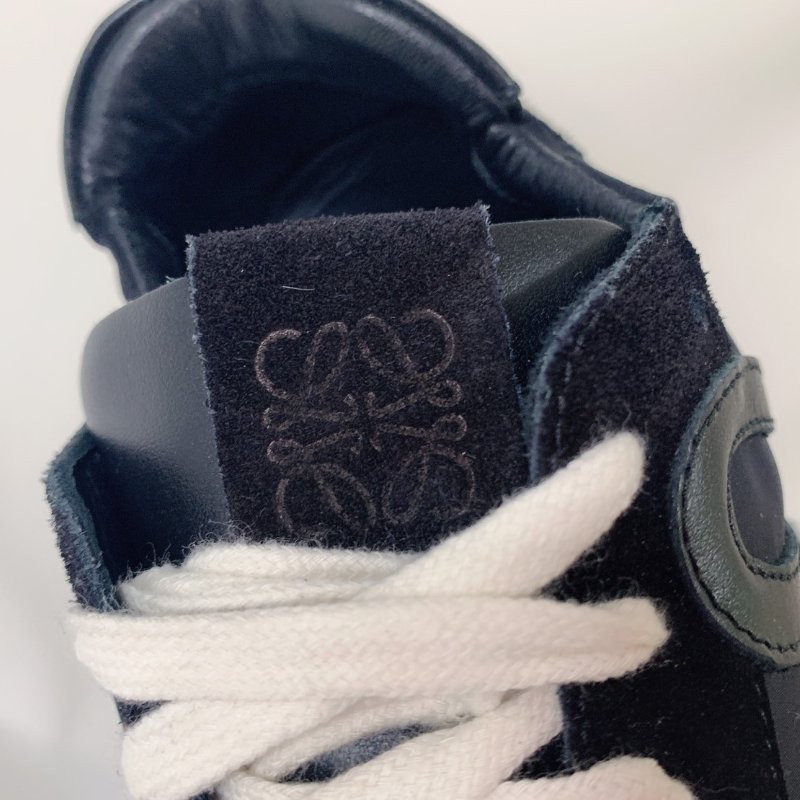 LOEWE 男款黑尼龍皮革芭蕾跑鞋-4