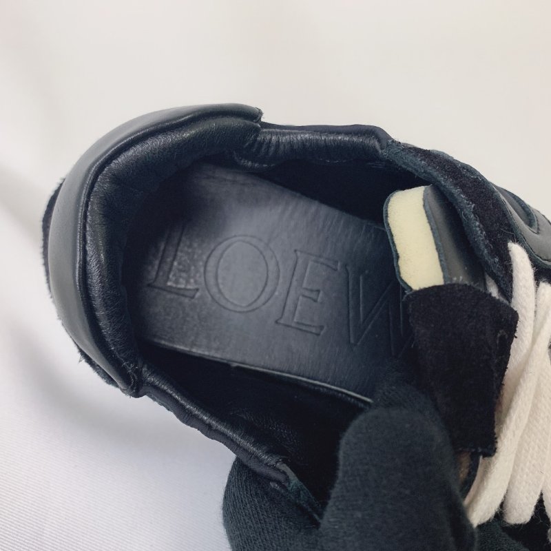 LOEWE 男款黑尼龍皮革芭蕾跑鞋-8