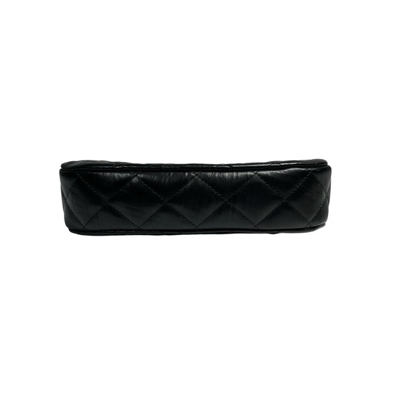 CHANEL SHOULDER POUCH BLACK CALFSKIN GHW-2