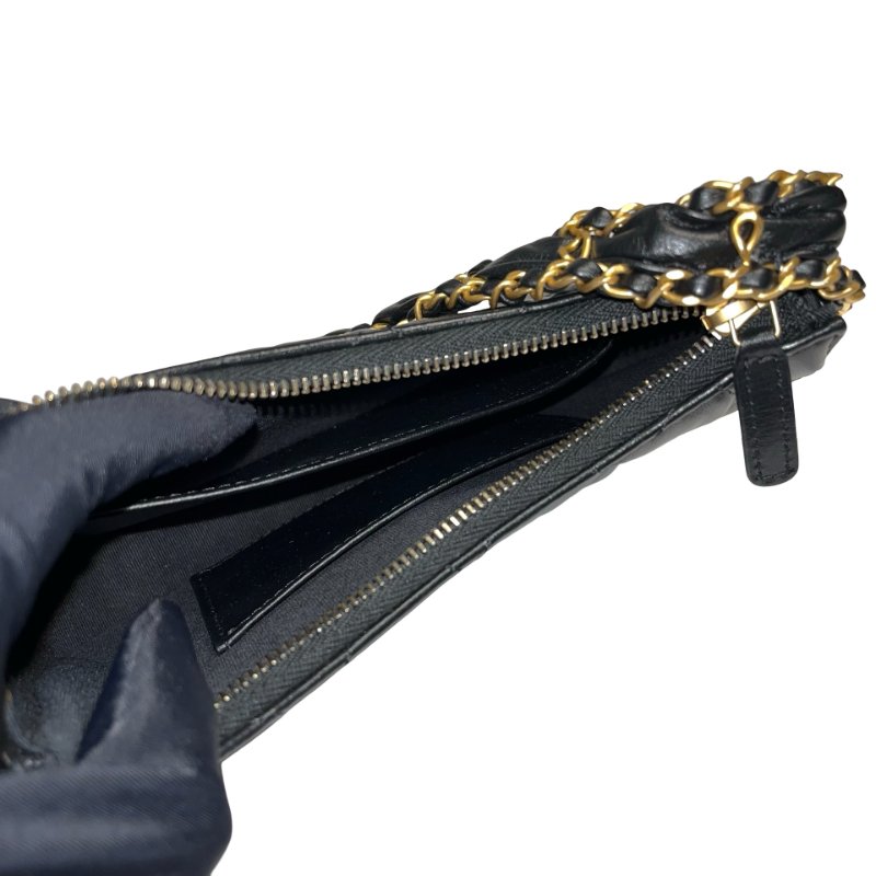 CHANEL SHOULDER POUCH BLACK CALFSKIN GHW-5