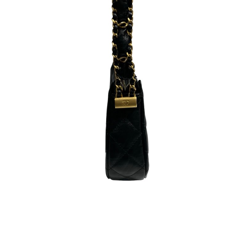 CHANEL SHOULDER POUCH BLACK CALFSKIN GHW-9