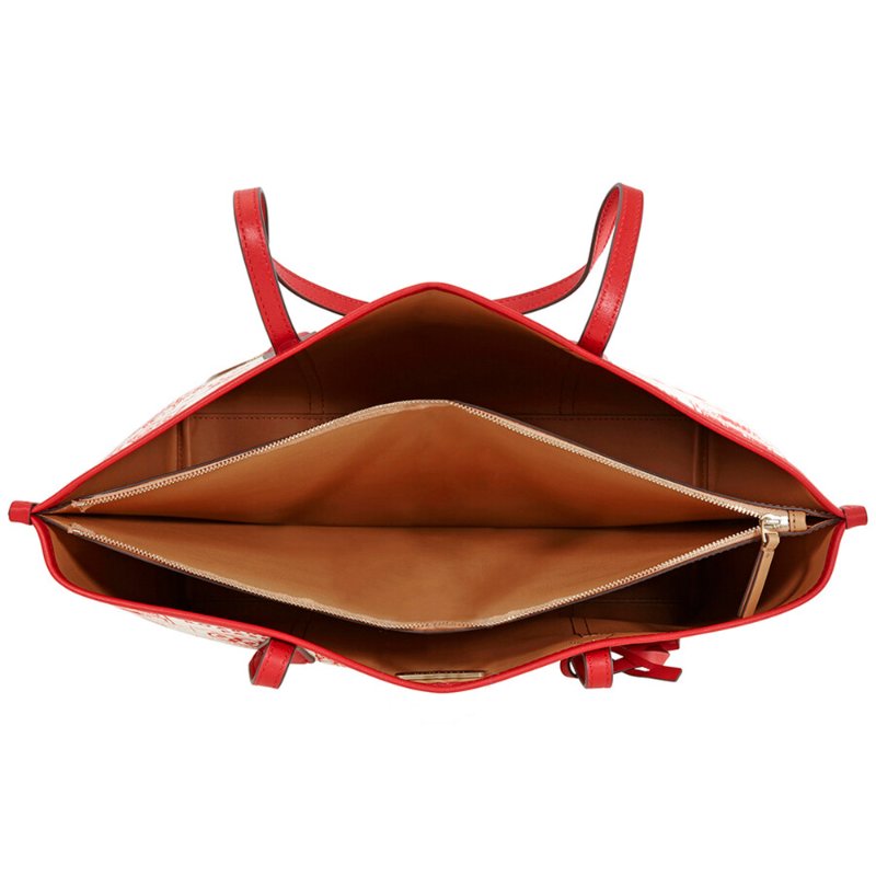 【TORY BURCH】地圖印花帆布托特包-紅白-3