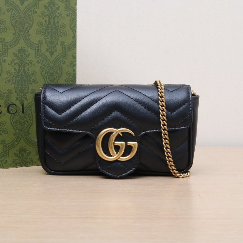 GUCCI GGMarmont肩背包超Mini16.5黑色牛皮金扣肩背包-0