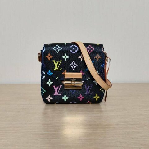 LOUIS VUITTON 黑三彩PVC2012中古小方包肩背包