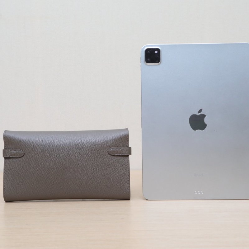 HERMES Kelly長款錢包8F錫器灰Epsom皮C刻銀扣肩背包-4