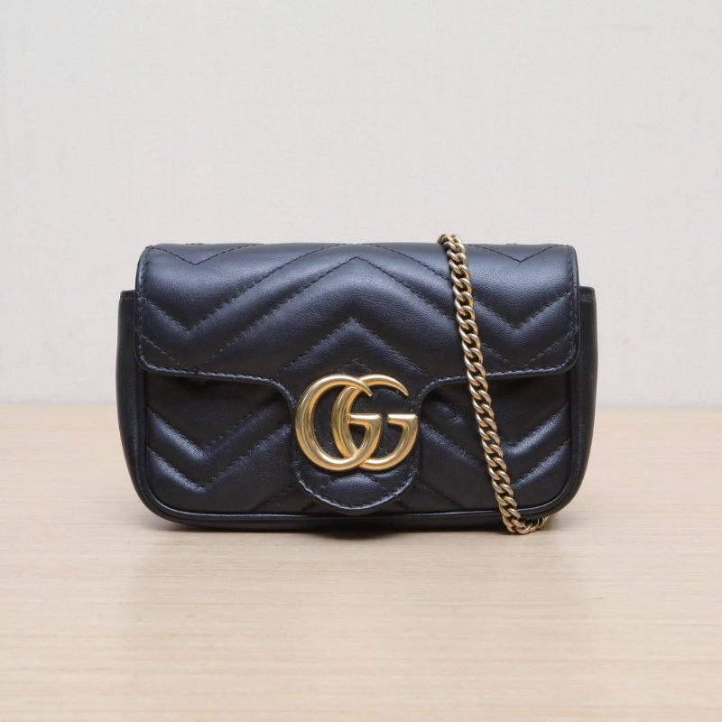 GUCCI GGMarmont肩背包超Mini16.5黑色牛皮金扣肩背包-1