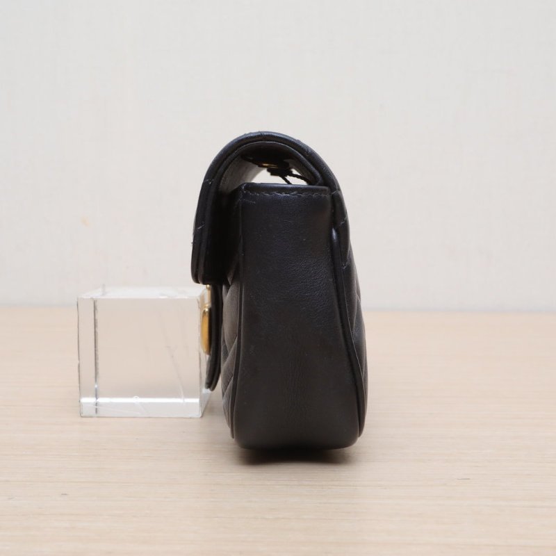 GUCCI GGMarmont肩背包超Mini16.5黑色牛皮金扣肩背包-2