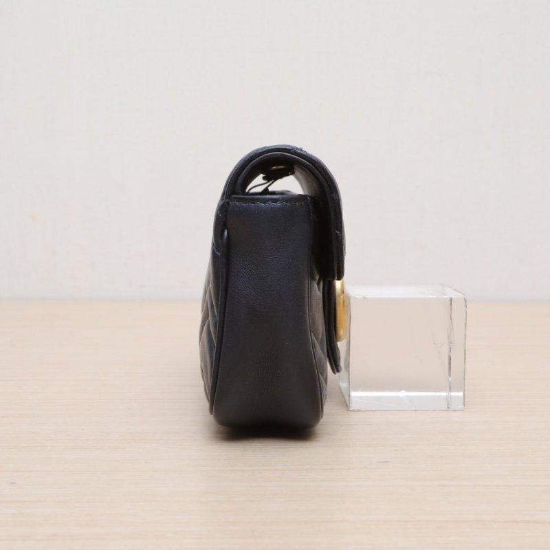 GUCCI GGMarmont肩背包超Mini16.5黑色牛皮金扣肩背包-3