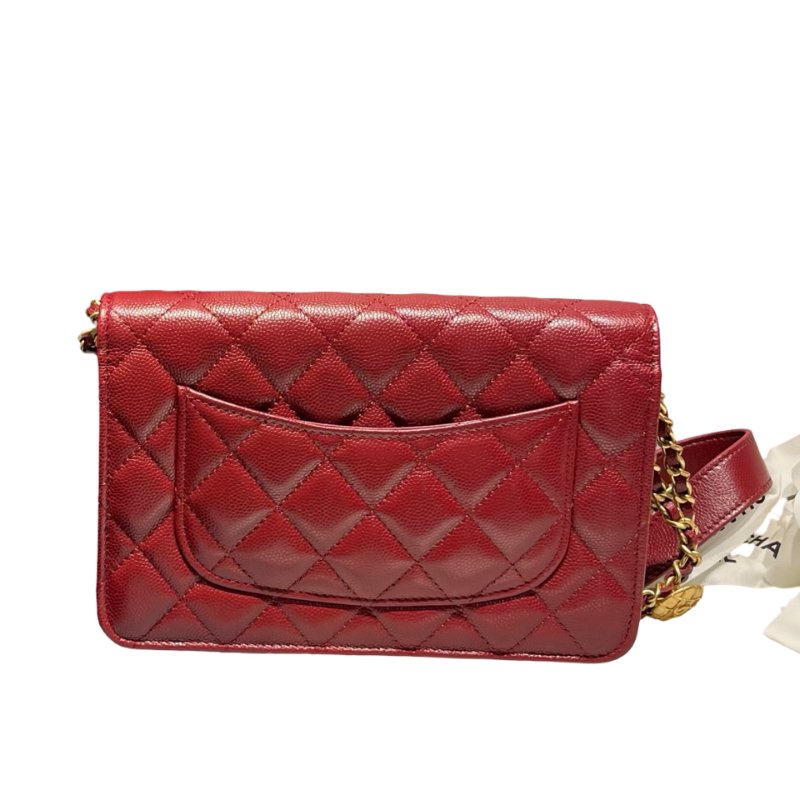 CHANEL RED GHW WALLET ON CHAIN-1