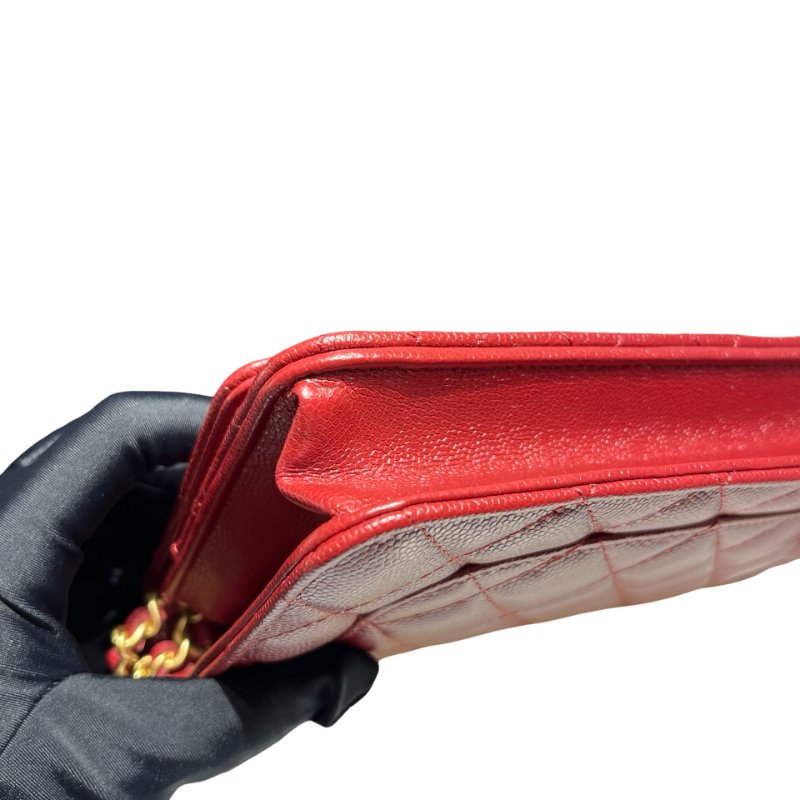 CHANEL RED GHW WALLET ON CHAIN-2
