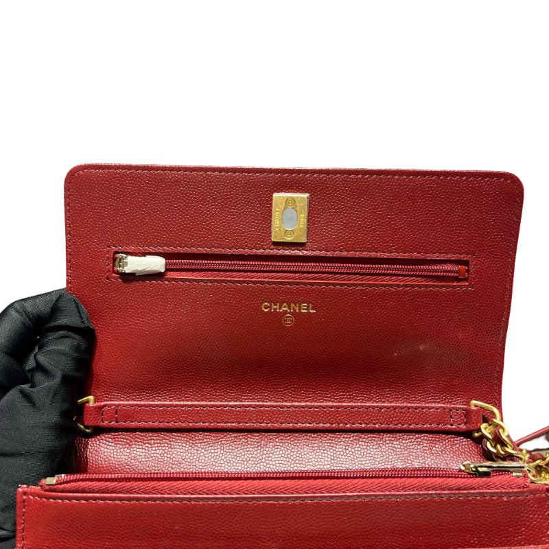 CHANEL RED GHW WALLET ON CHAIN-3