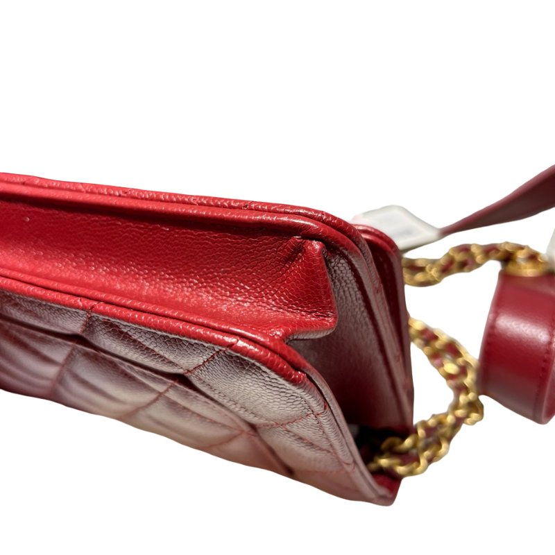 CHANEL RED GHW WALLET ON CHAIN-5