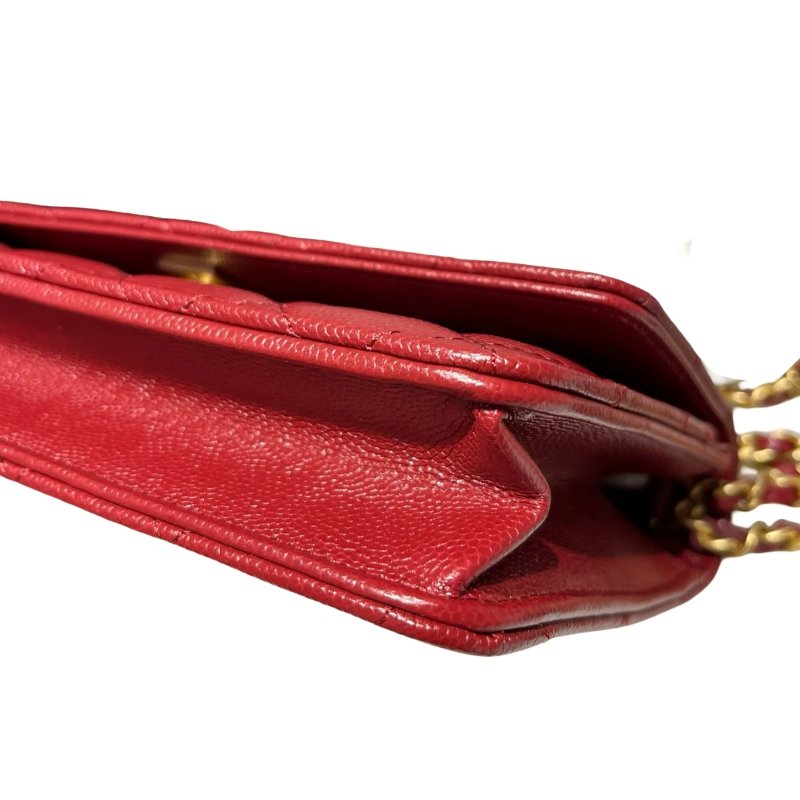 CHANEL RED GHW WALLET ON CHAIN-6