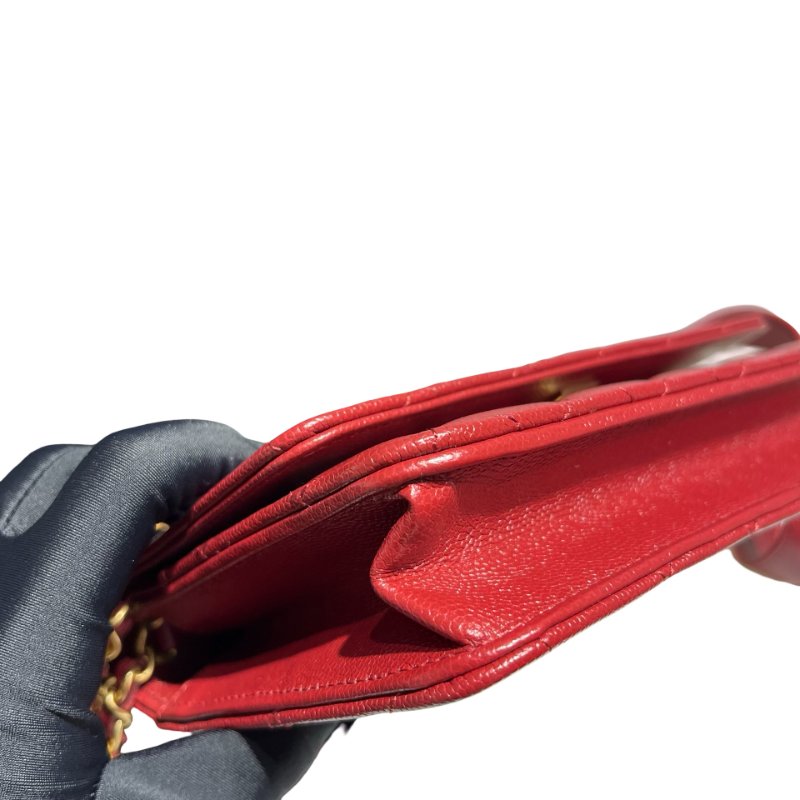 CHANEL RED GHW WALLET ON CHAIN-8